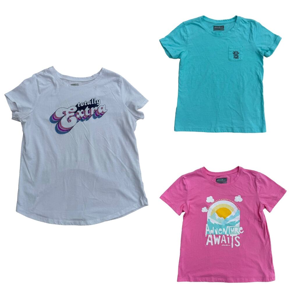 Eddie Bauer Crazy 8 Girls 3 Pcs Bundle Short Sleeve Pullover T-Shirt L (14/16)